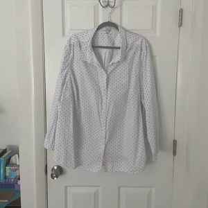 Ellos 30W white button down/black dots🖤🤍